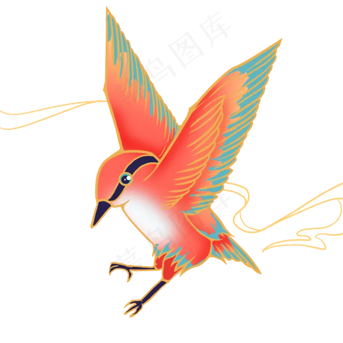 飞翔的彩色飞鸟(2000X2000(DPI:300))psd模版下载