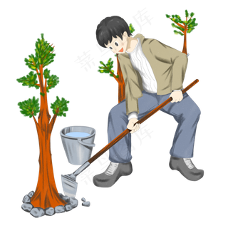 植树节种树的小孩