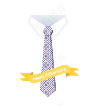 父亲节蓝色格纹领带PNG免抠素材