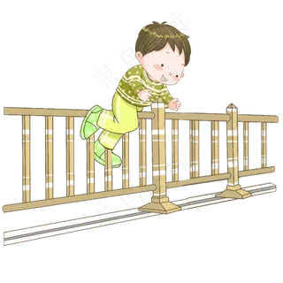 跨越栅栏的小男孩,免抠元素