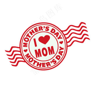 红色可爱印章手绘