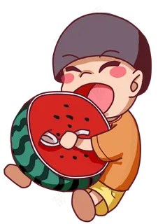 立夏男孩在吃西瓜