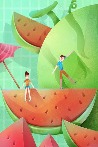 夏日西瓜清新插图