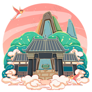 国潮楼阁成都武侯祠,免抠元素