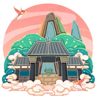 国潮楼阁成都武侯祠,免抠元素