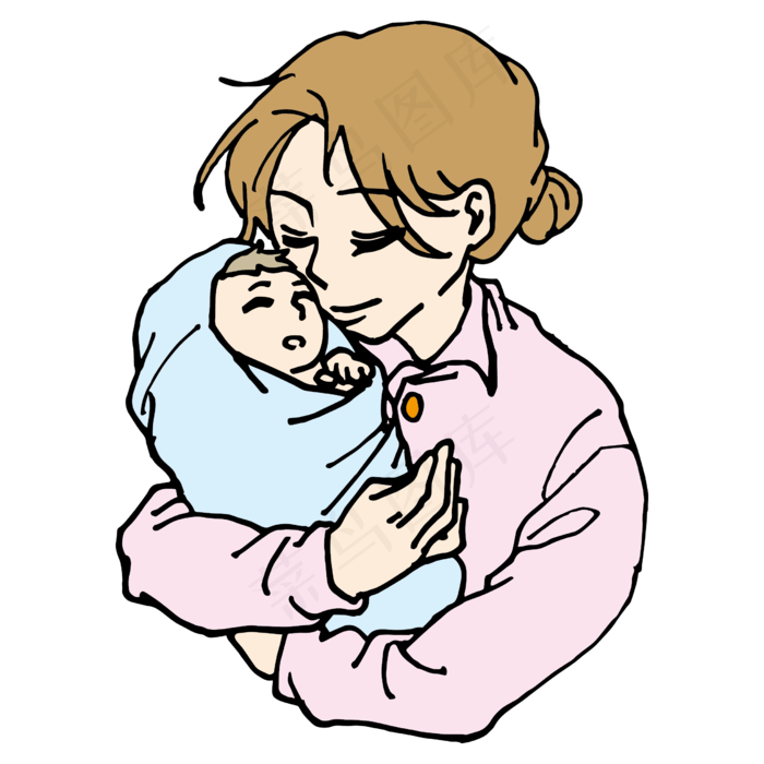 母亲节素材抱着婴儿的温柔母亲矢