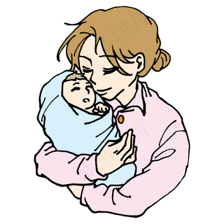 母亲节素材抱着婴儿的温柔母亲矢