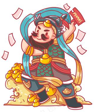 可爱卡通现代门神,免抠元素