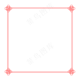 红色中国风线条边框,免抠元素