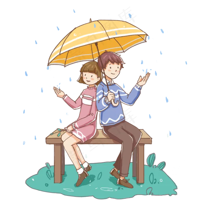 24节气雨水公园浪漫看雨,免抠元素(2000X2000(DPI:300))psd模版下载