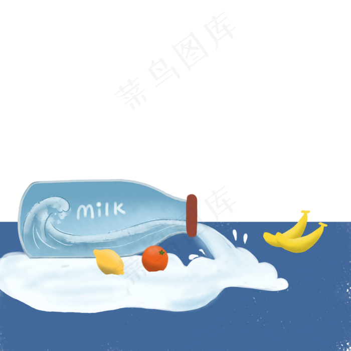 一瓶打翻牛奶milk(3000X3000(DPI:72))psd模版下载