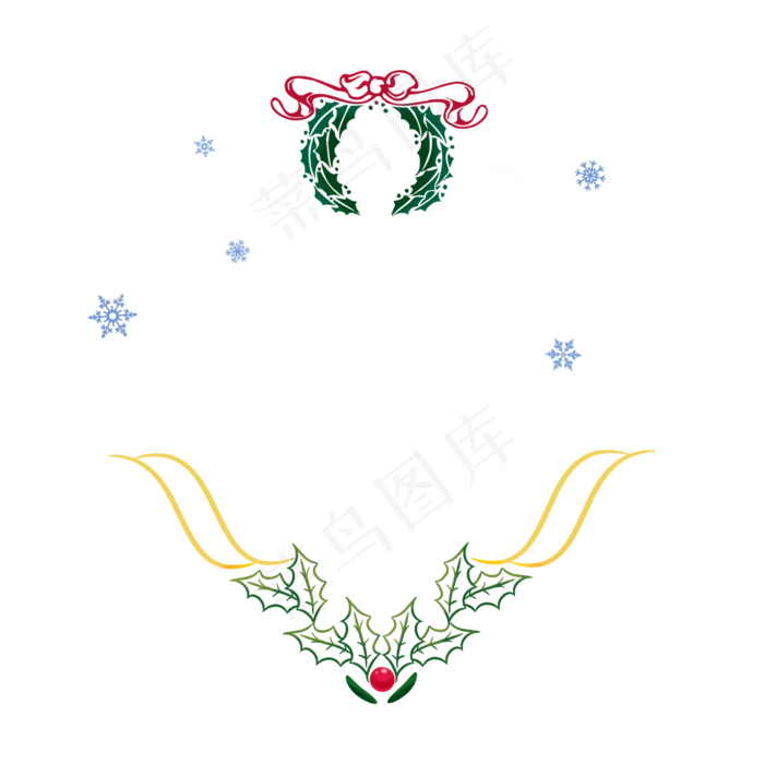 手绘圣诞菱形边框花环雪花小清新,免抠元素(2000X2000(DPI:300))psd模版下载