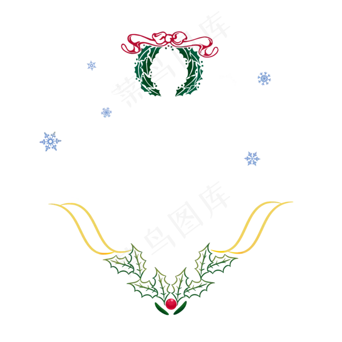 手绘圣诞菱形边框花环雪花小清新,免抠元素(2000X2000(DPI:300))psd模版下载