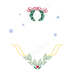 手绘圣诞菱形边框花环雪花小清新,免抠元素