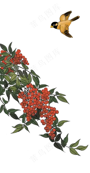 中国风手绘工笔画装饰画,免抠元素