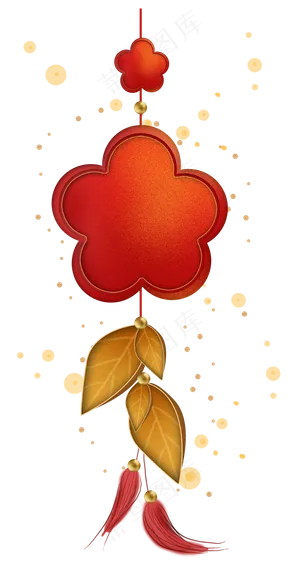 新年红色梅花挂饰文字框