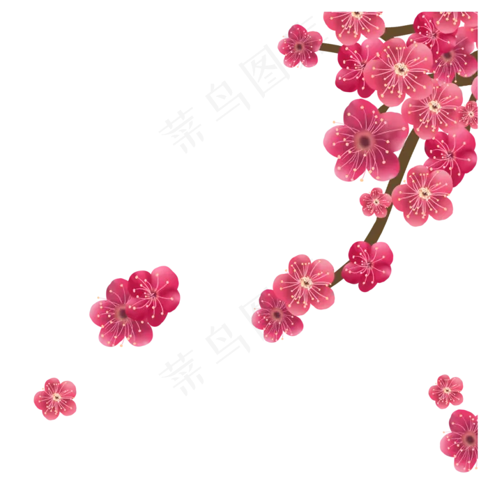 卡通浪漫樱花日式装饰,免抠元素