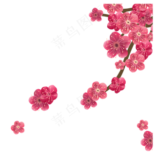 卡通浪漫樱花日式装饰,免抠元素