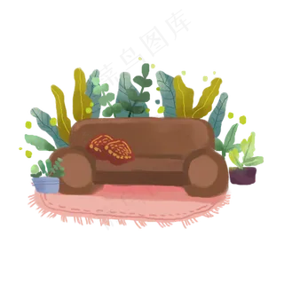 水彩绘沙发家具psd设计