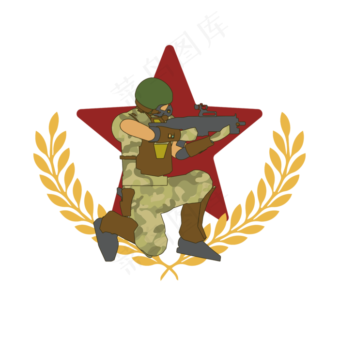 简约扁平卡通建军节解放军战士特