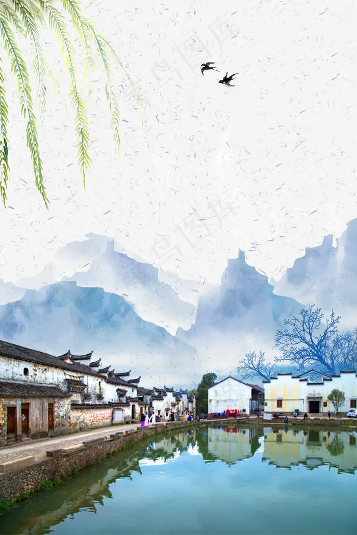 白色中国风湖南凤凰古城旅游