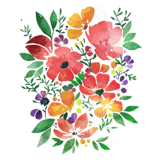 小清新漂亮水彩花朵