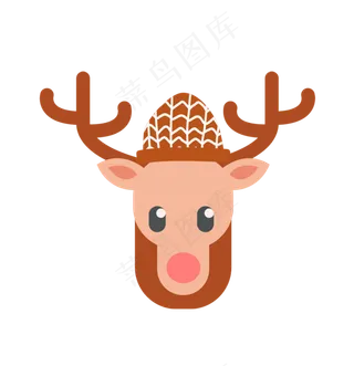 圣诞节麋鹿先生毛线帽子可爱头像,免抠元素