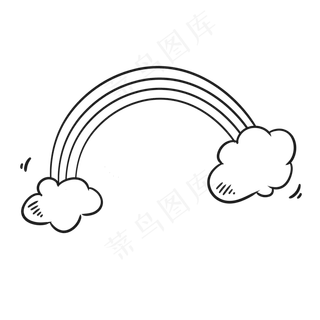 黑白线条六一儿童节彩虹,免抠元素