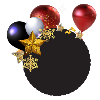 圣诞节黑金边框,免抠元素