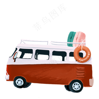 一辆红色的大巴车