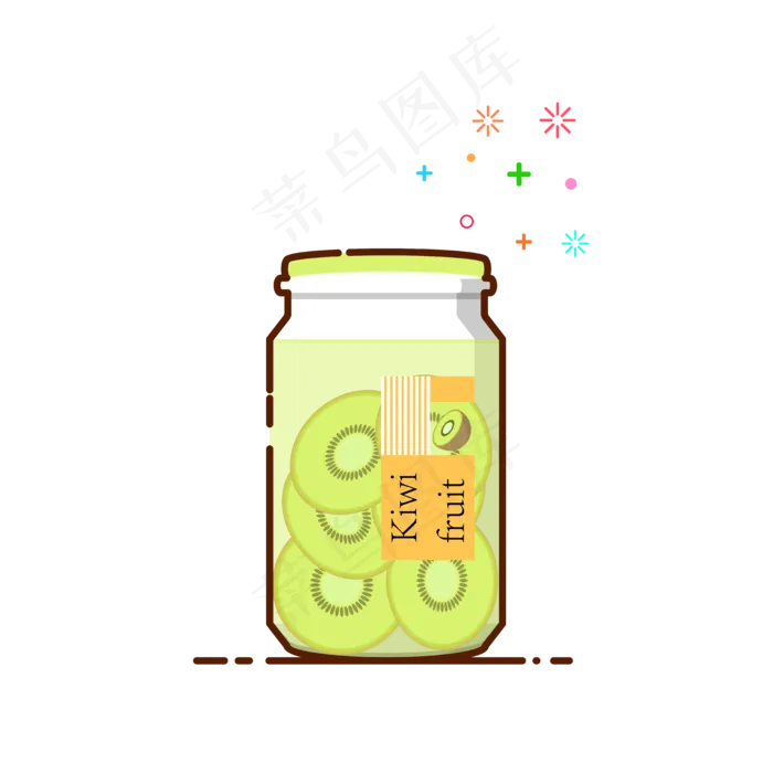 手绘矢量MBE风格猕猴桃水果罐头ai矢量模版下载