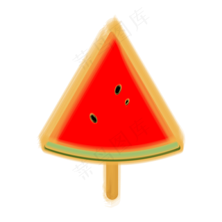 清凉夏日水彩西瓜