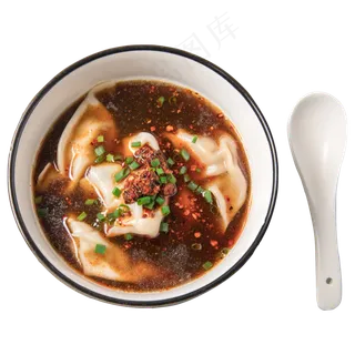 酸汤水饺和勺子,免抠元素 酸汤水饺和勺子,免抠元素