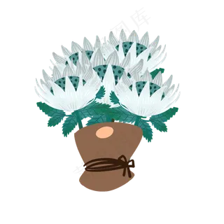 卡通可爱手绘花朵花卉花束彩色设