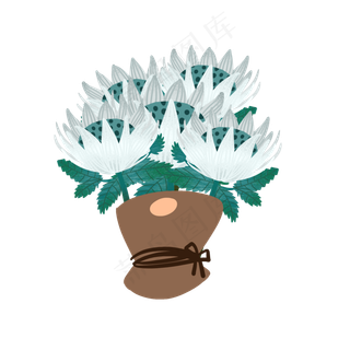 卡通可爱手绘花朵花卉花束彩色设