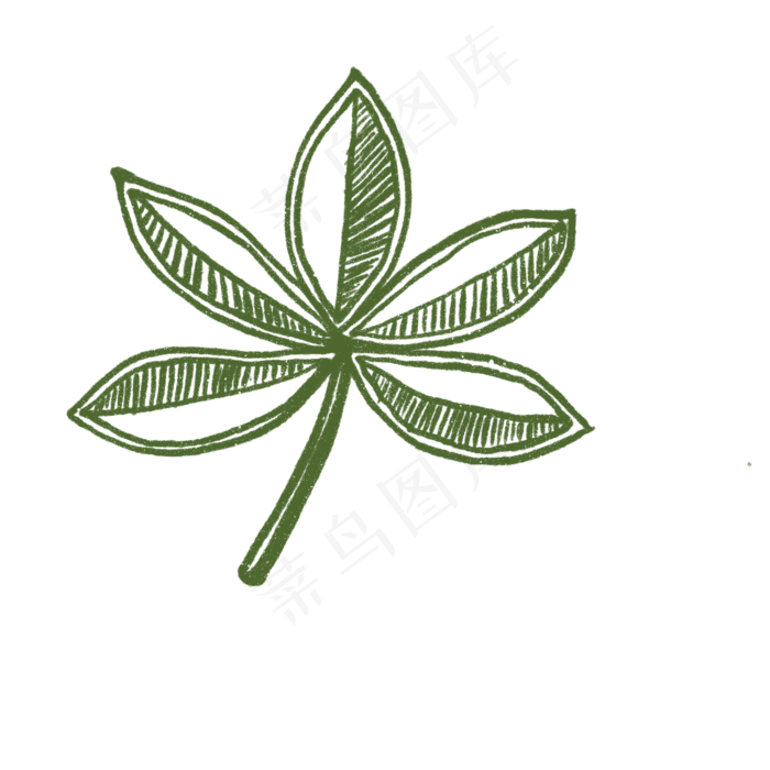 五片叶子免抠插图装饰