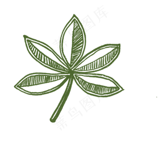 五片叶子免抠插图装饰