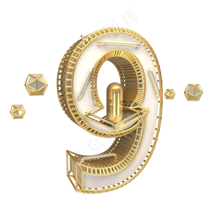 金色倒计时数字9可商用(2000*2000px)psd模版下载