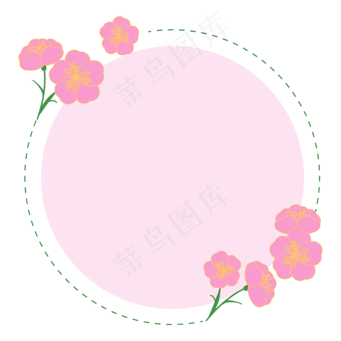 唯美樱花粉色圆形半透明边框(3544*3544px 300 dpi )ai矢量模版下载