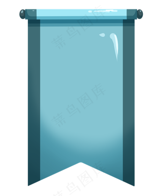 卡通蓝色旗帜插图,免抠元素