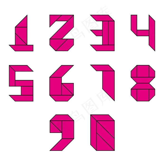 原创折纸效果数字艺术字(2000X2000(DPI:150))psd模版下载