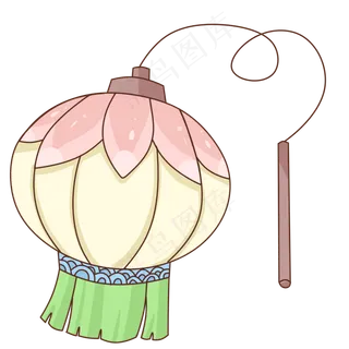 中国风可爱少女风荷花灯笼免抠素