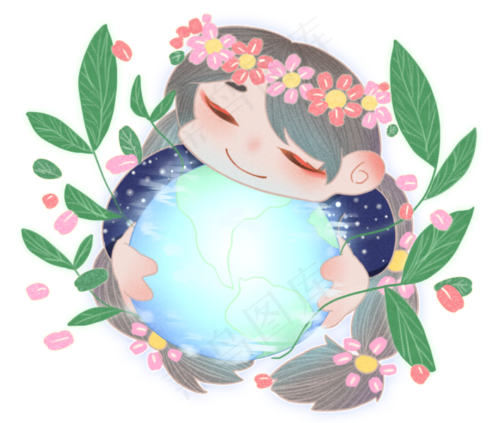 世界地球日地球与女孩
