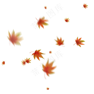 漂浮的枫叶秋天飘落的红枫叶手绘,免抠元素