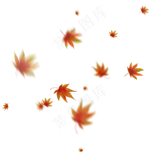 漂浮的枫叶秋天飘落的红枫叶手绘,免抠元素