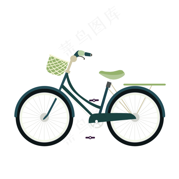 小清新一辆自行车插画设计可商用,免抠元素