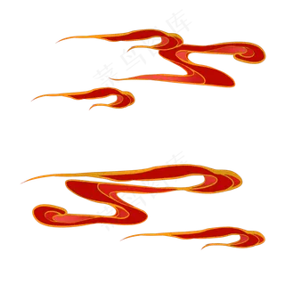 敦煌壁画风红色祥云,免抠元素