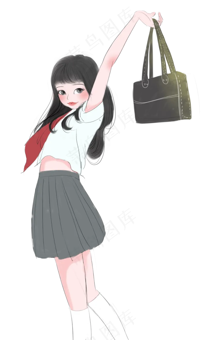 女孩拿包(1192X2000(DPI:300))psd模版下载