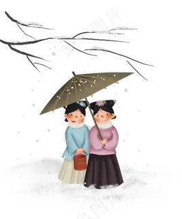 中国风雪天清宫宫女,免抠元素