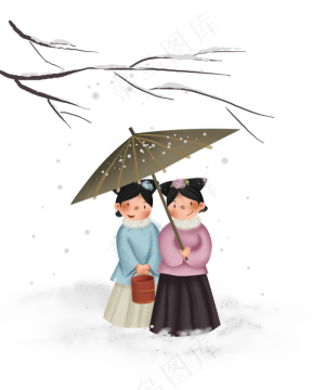 中国风雪天清宫宫女,免抠元素